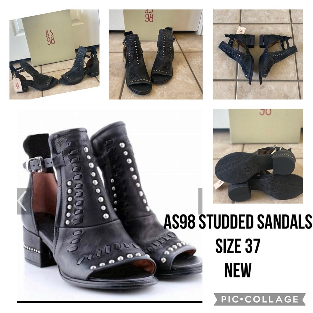 AS98 Black Studded Sandals Size 37 (U.S. 7) NWT!!!